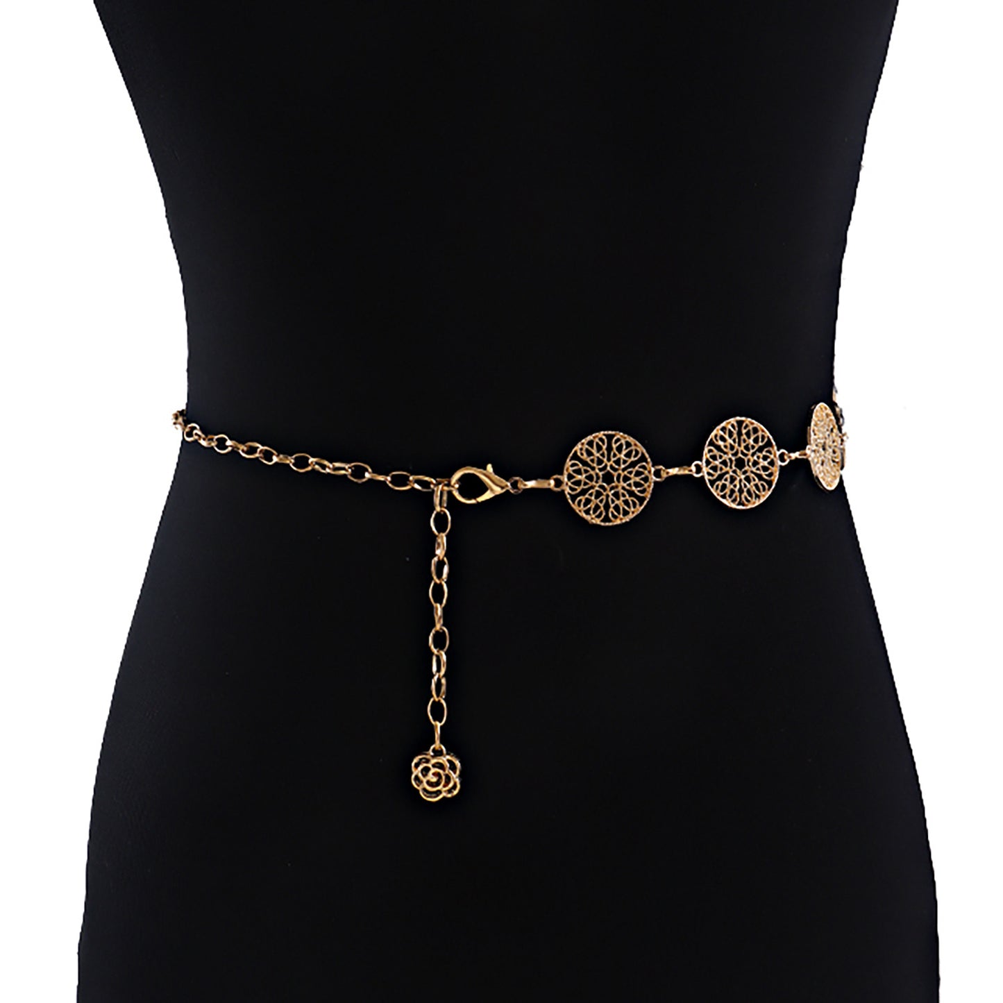 Punk Style Leaf-Shaped Metal Waist Chain for Women with Hook Closure Minimalist Decorative Thin Belt