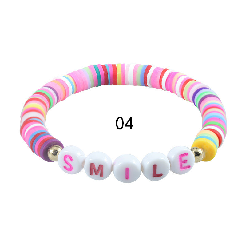 Sweet Letter Resin Beaded Stretch Bracelet Unisex