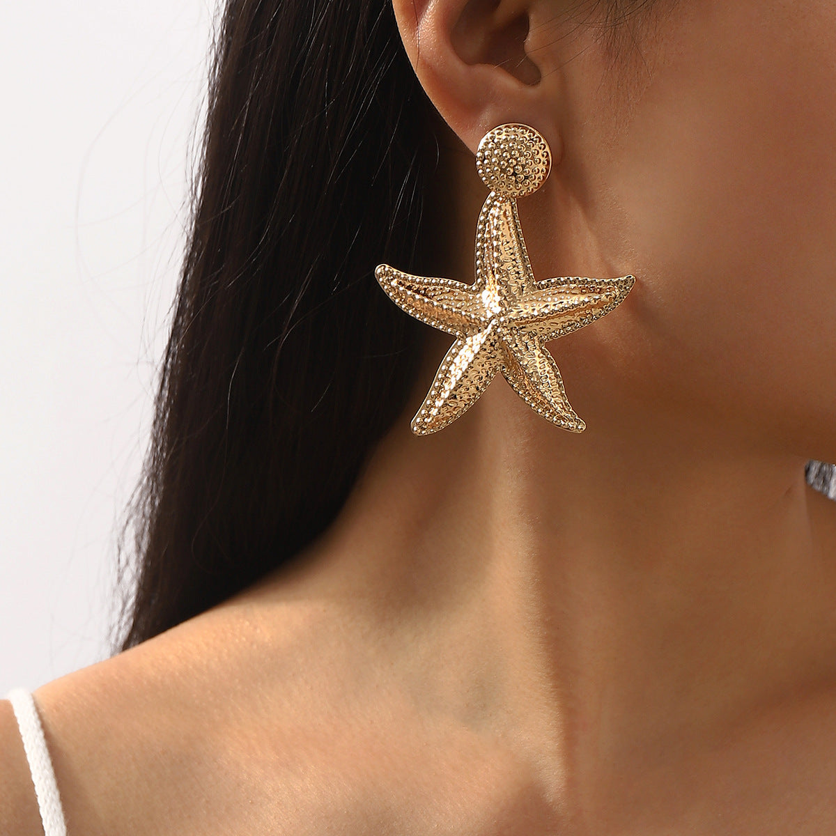 Orecchini alla moda a forma di stella e conchiglia in lega per donna con finitura placcata Design ispirato all'oceano