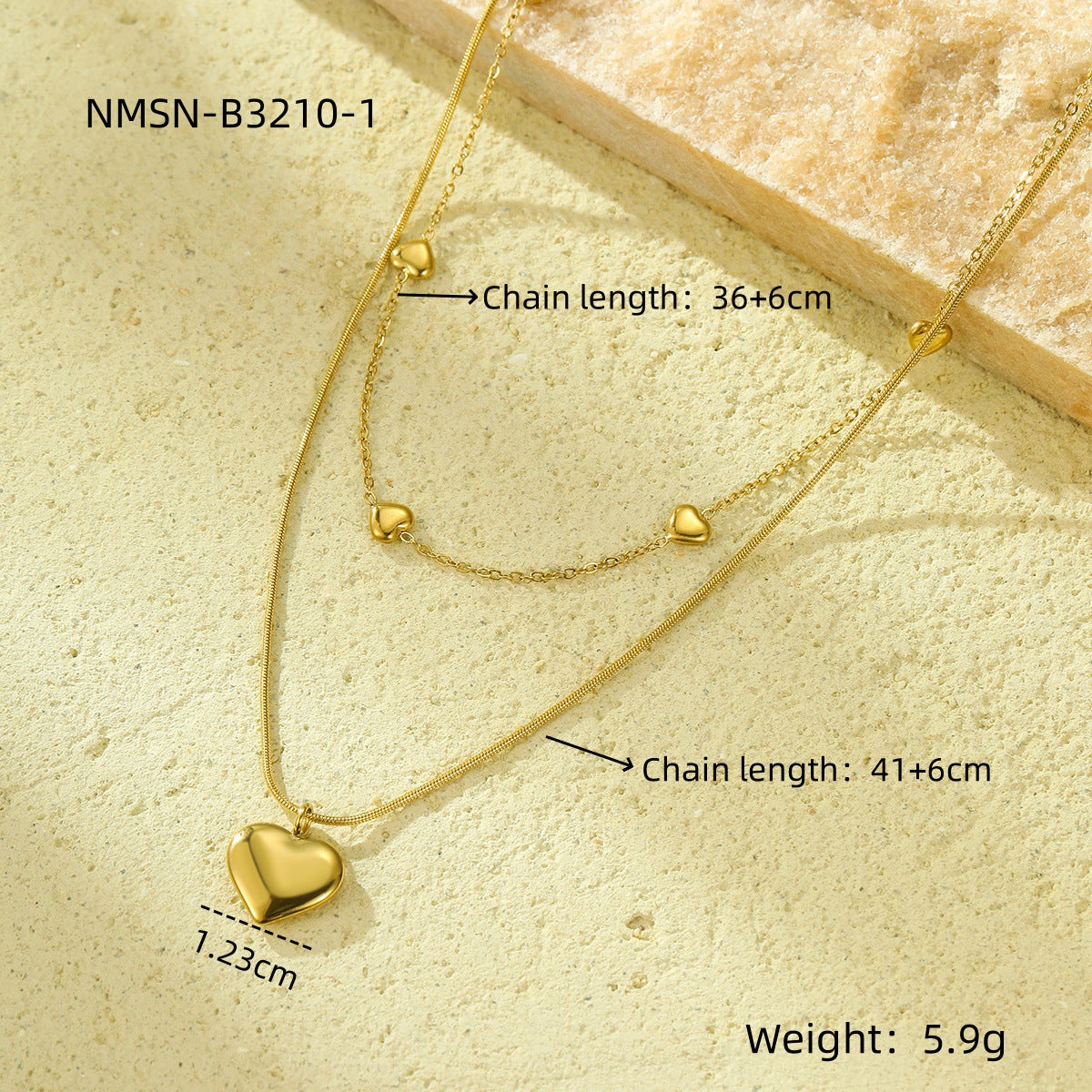 Minimalist Heart-Shaped Stainless Steel Necklace with 18K Gold Plating and Pearl Accent for Women
