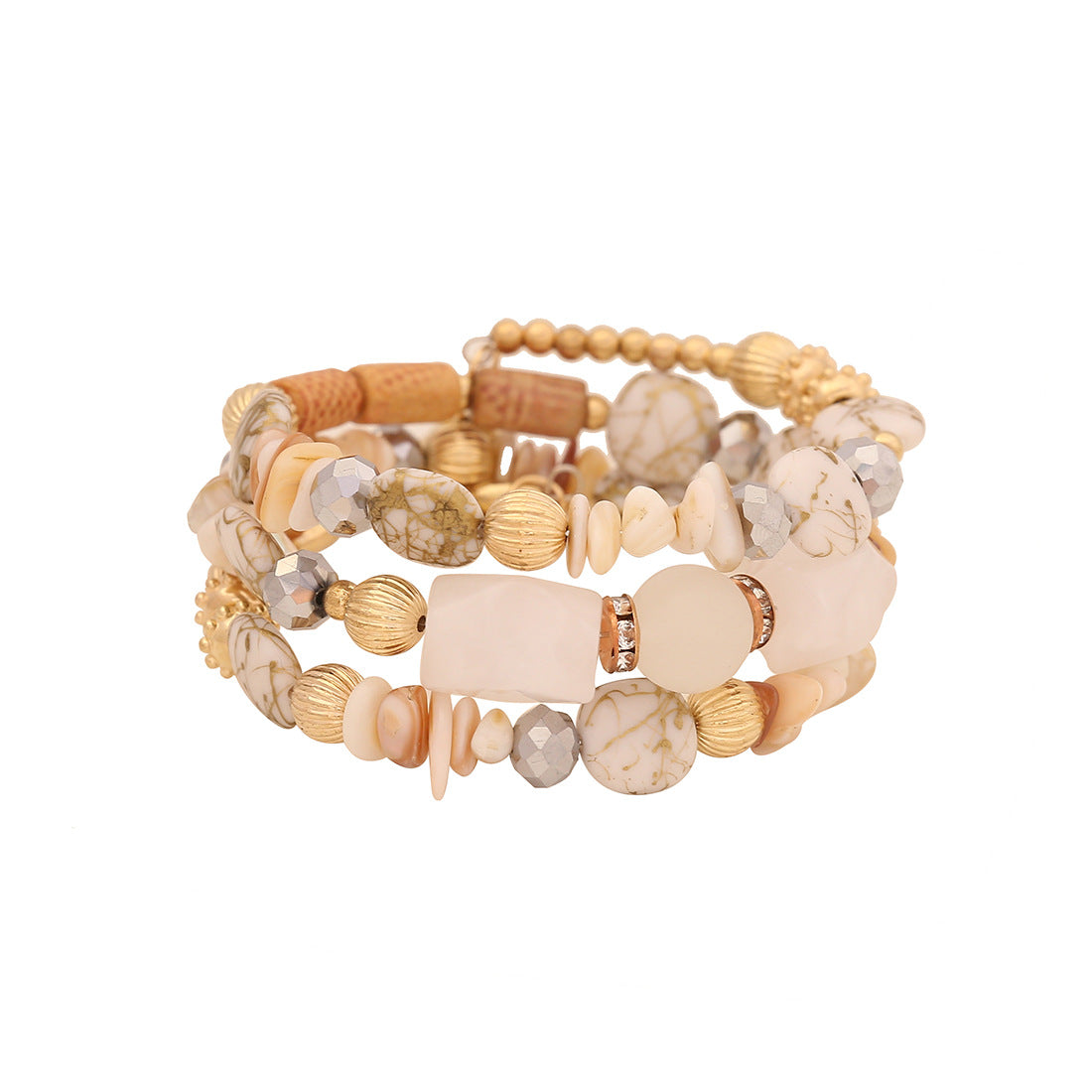 Bracciale bohémien con perline acriliche dal design originale e fattura artigianale