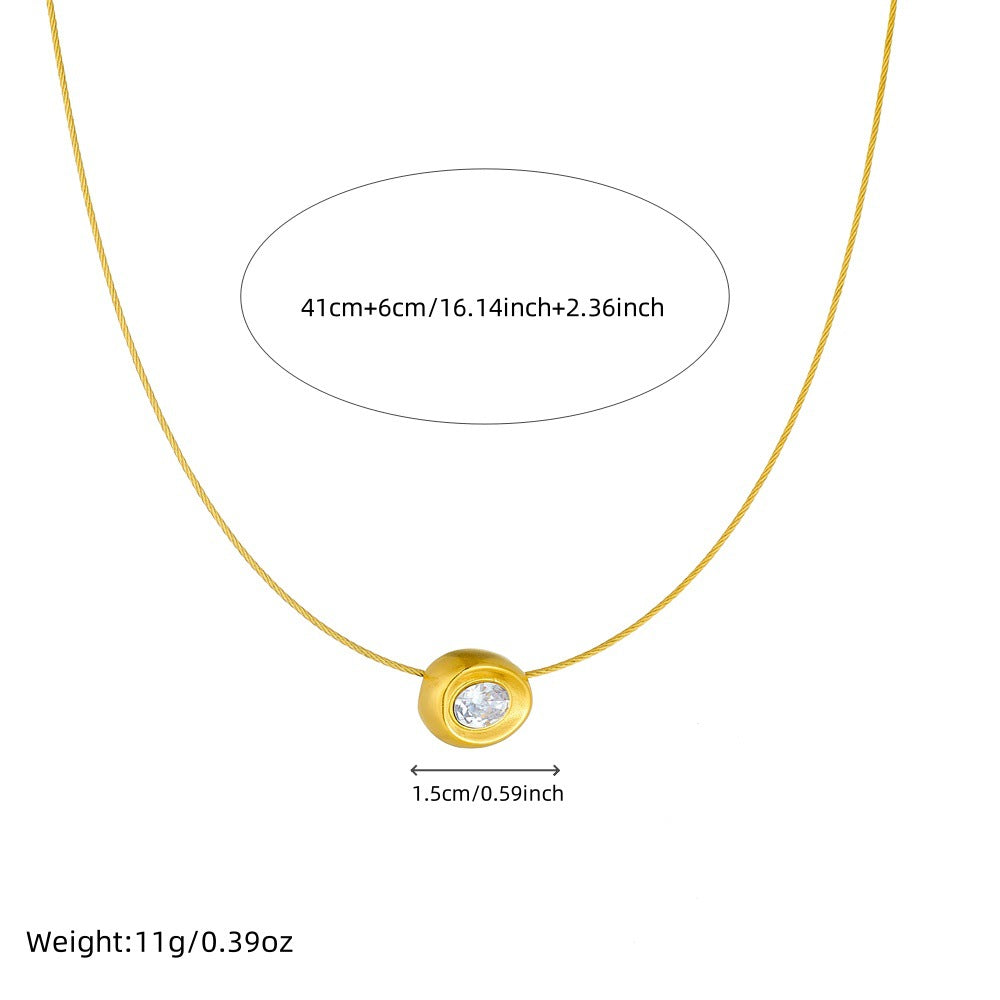 Minimalist Gold-Plated Stainless Steel Yuan Bao Pendant Necklace for Women with Snake Chain and Geometric Design