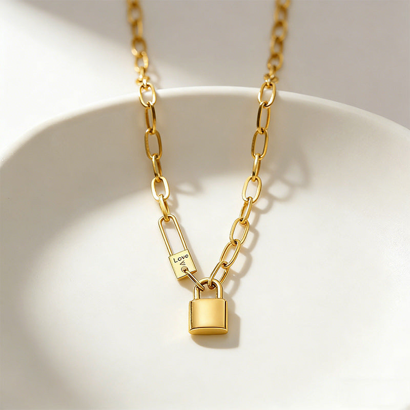 Collar de acero inoxidable con colgante de letras geométricas para mujer, estilo hip-hop, streetwear vintage