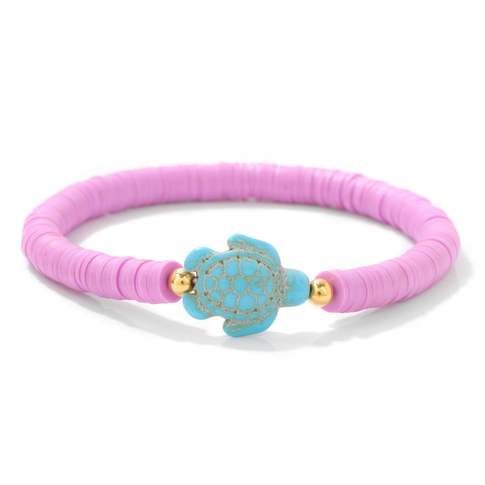 Bohemian Turquoise Turtle Resin Bracelet Unisex Handmade Elastic Bangle