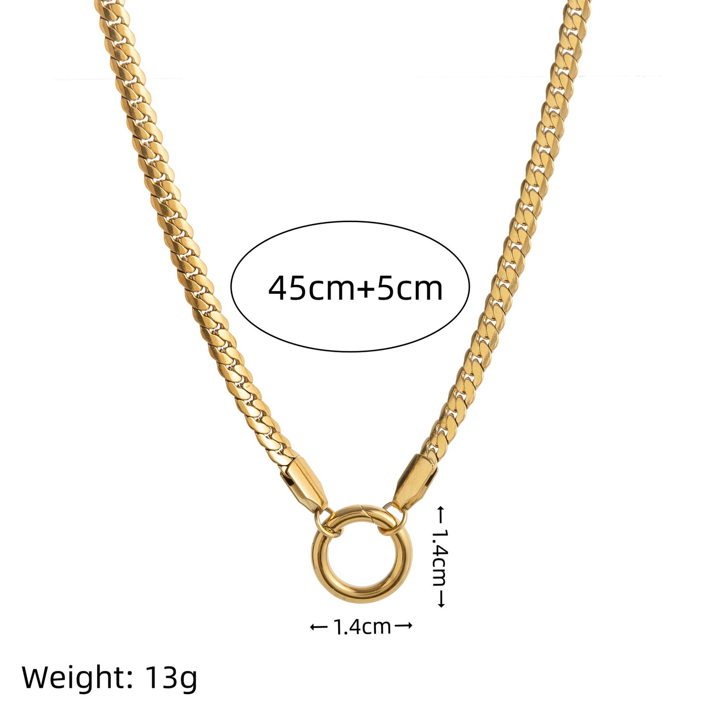 Elegant Geometric 18K Gold Plated Titanium Steel Snake Chain Necklace for Women DIY Charm Bar