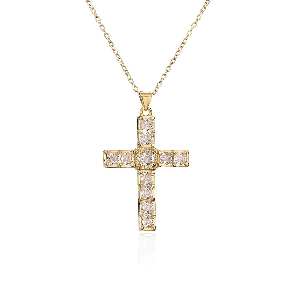 Minimalist Geometric Pendant Necklace for Women Copper Base with Real Gold Plating and Zircon Accent