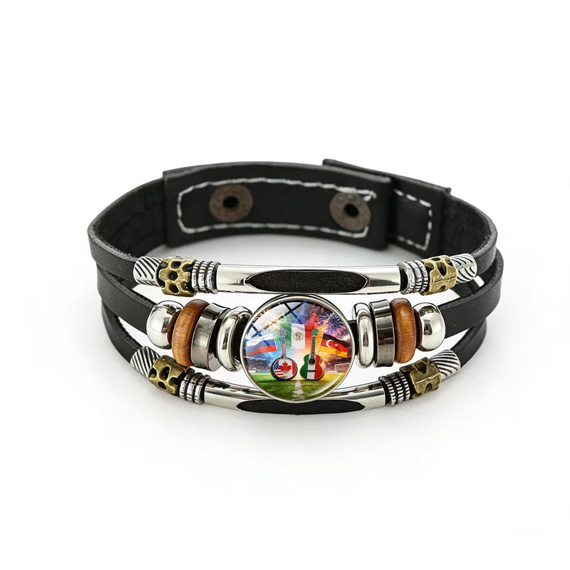 Bracciale in pelle placcato geometrico unisex