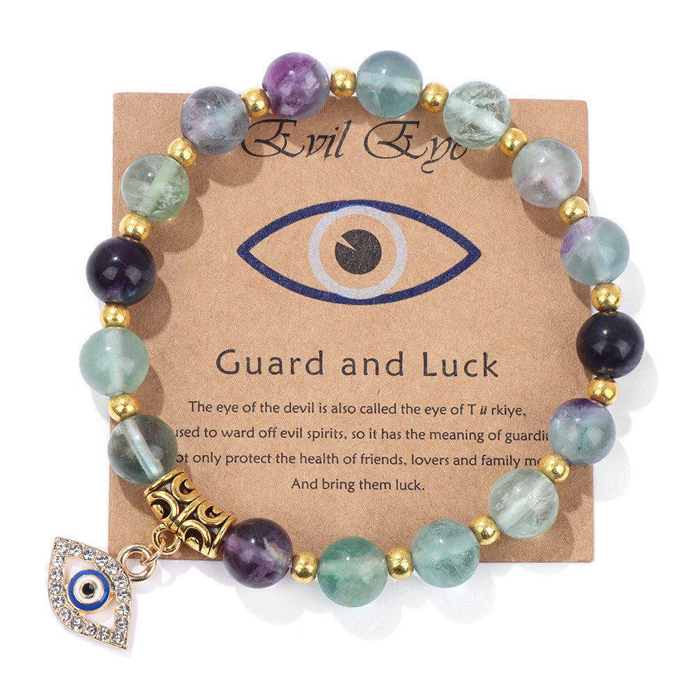 Minimalist Geometric Evil Eye Rhinestone Beaded Bracelet Unisex Yoga Energy Jewelry