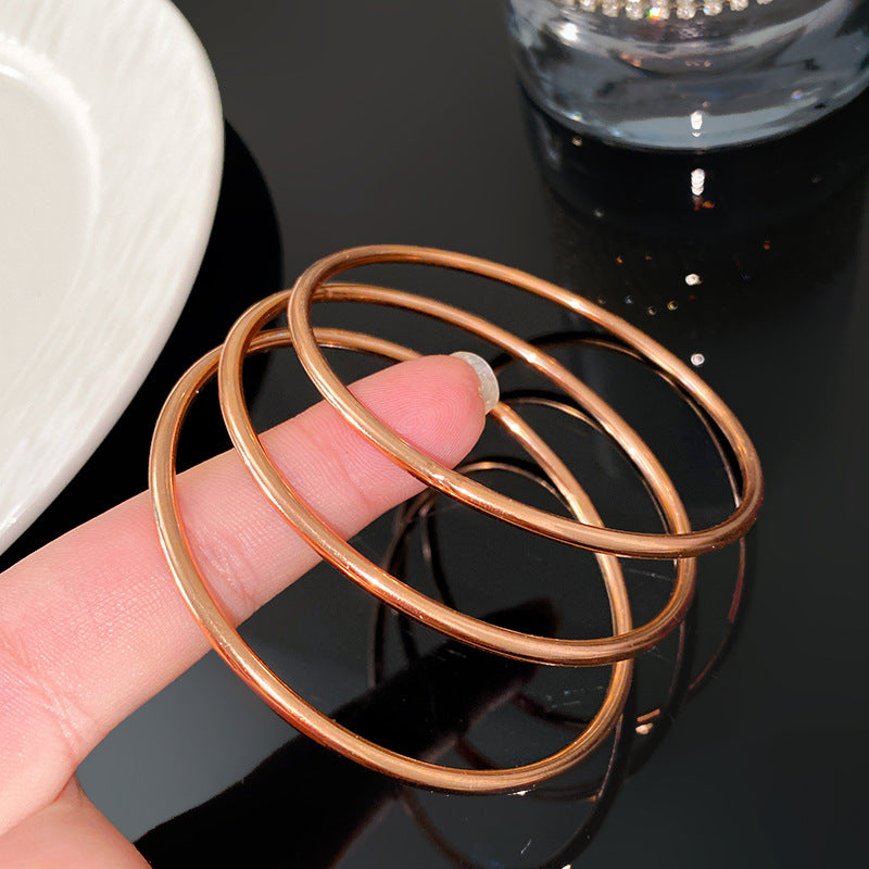 Minimalist Polished Geometric Titanium Steel Bangle Bracelet