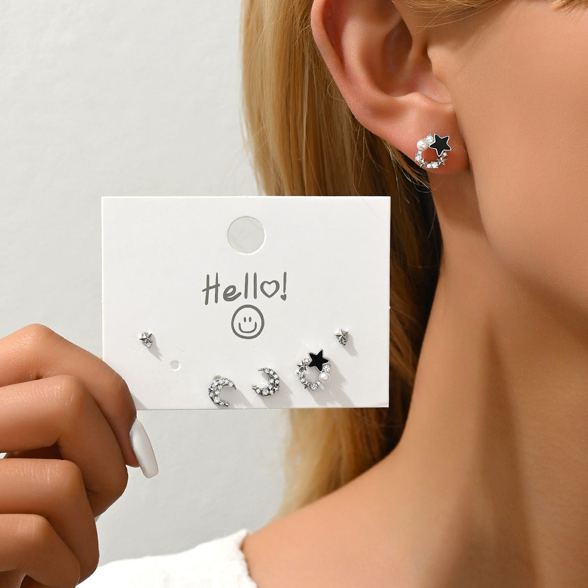 Pendientes minimalistas geométricos en forma de estrella de cobre con incrustaciones de circonitas para mujer, estilo fresco y dulce