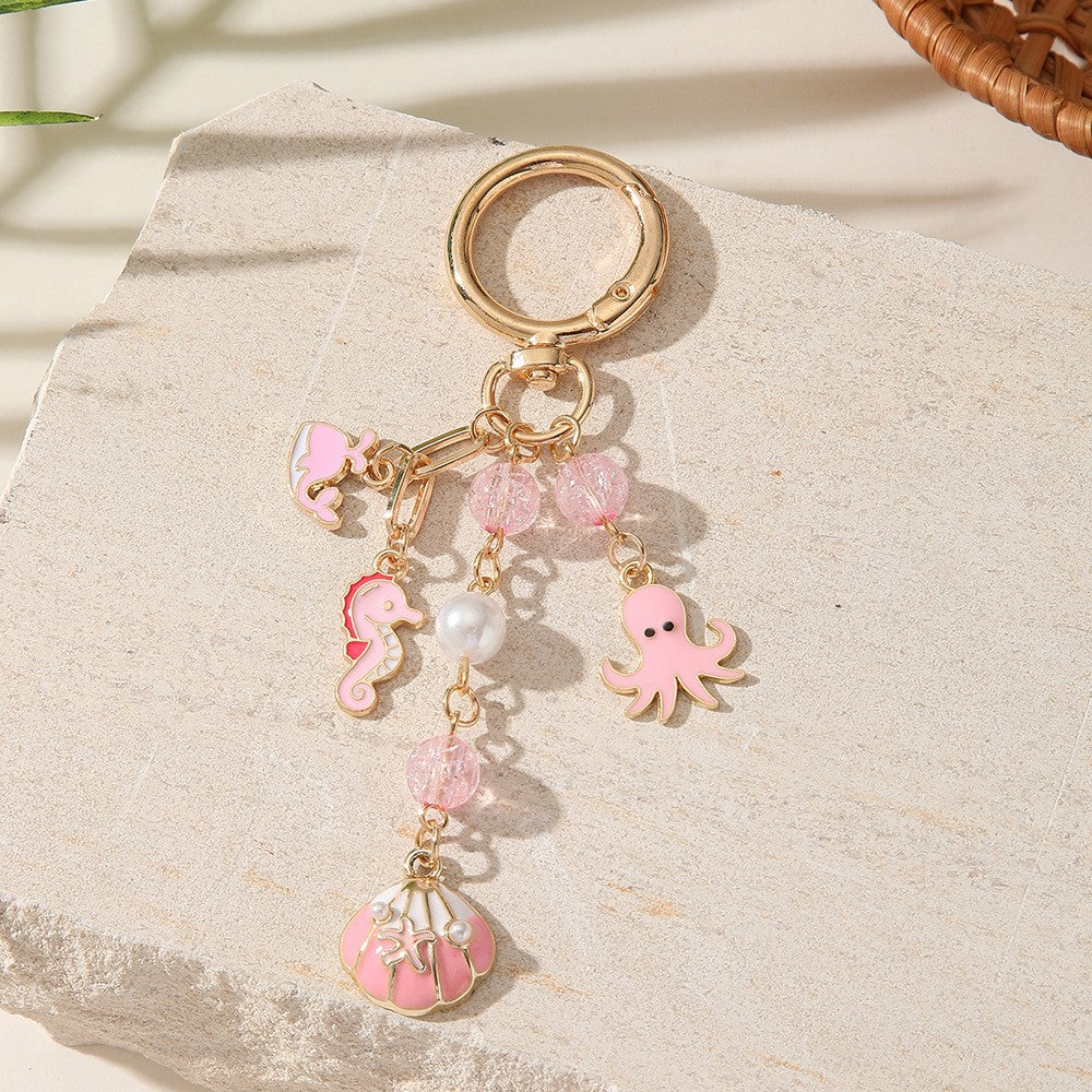 Sweet Minimalist Geometric Star Moon Zinc Alloy Keychain Bag Charm