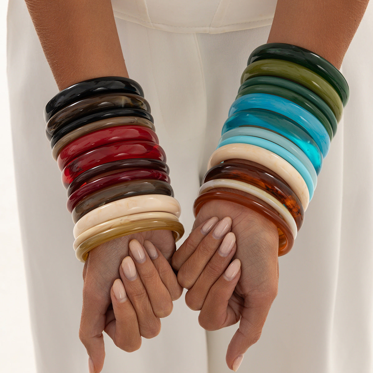 Fashion Gradient Geometric Resin Bangle Bracelet