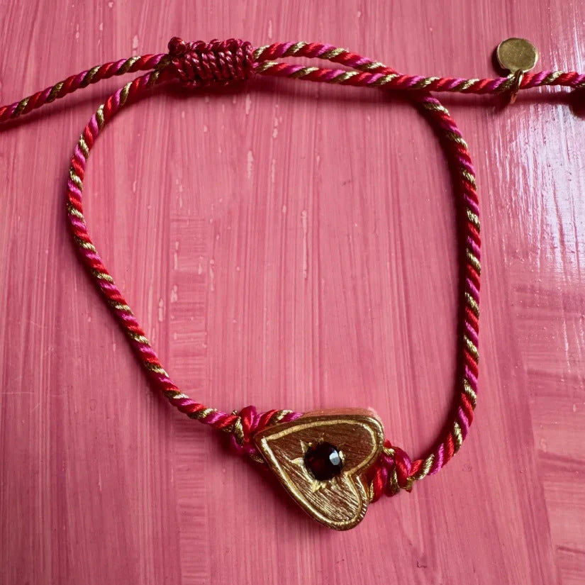 Bracciale con ciondolo Tarocchi Vintage da donna con strass e dettagli smaltati su pendente geometrico, bracciale con cordino regolabile