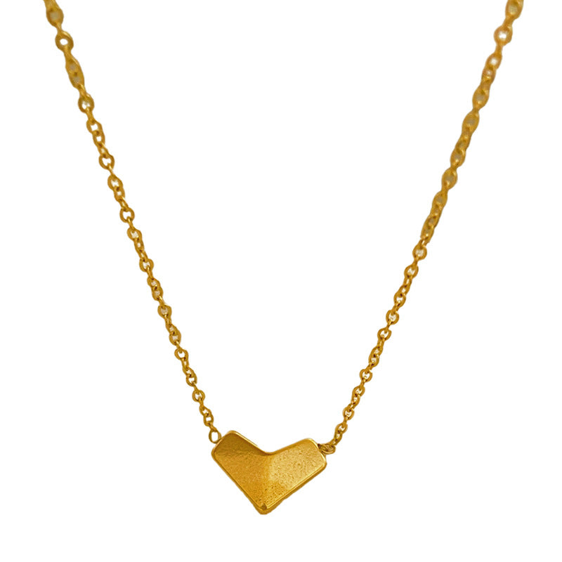 Minimalist 3D Heart Paper Airplane Titanium Steel Necklace for Women and Men