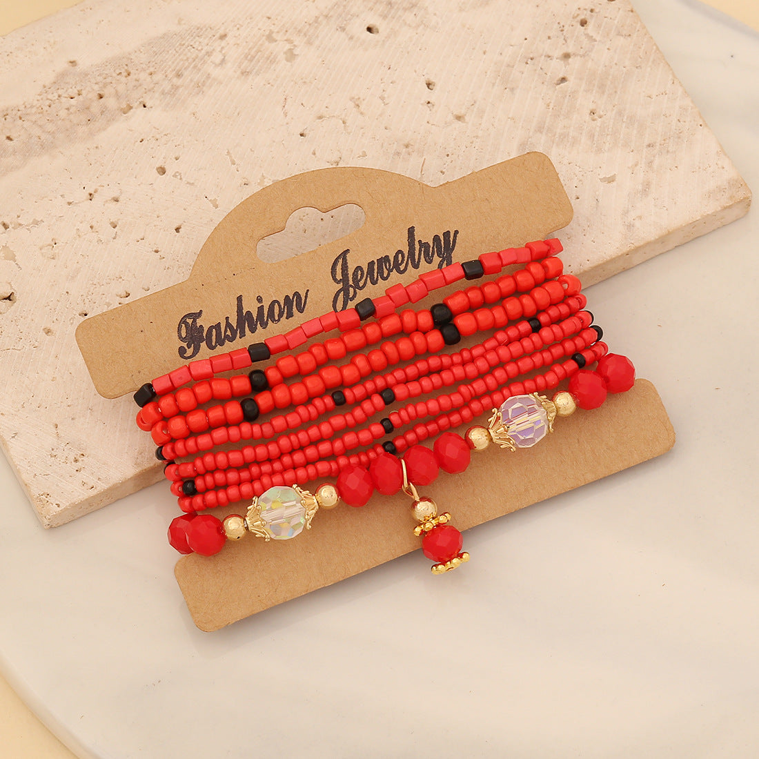 Bohemian Beaded Bracelet with Teardrop-Shaped Glass Beads for Women Handmade Fashion Jewelry