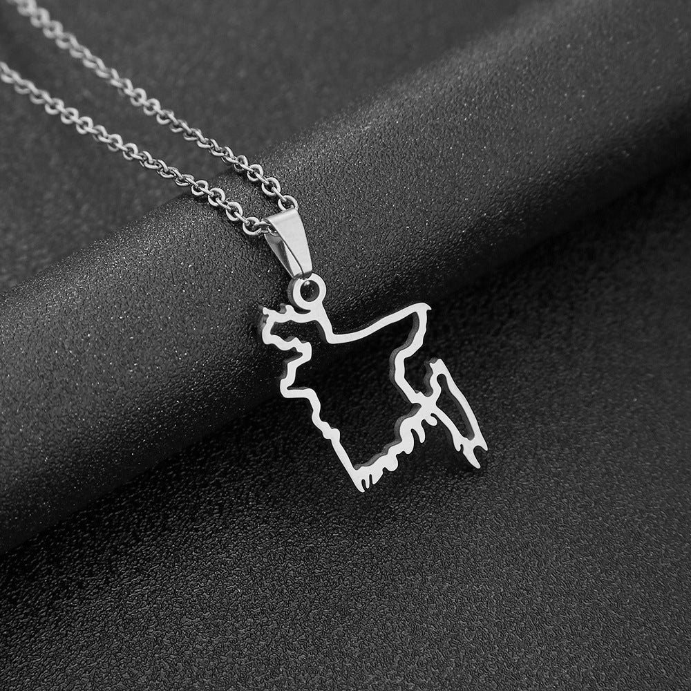 Collana con ciondolo geometrico vintage in acciaio inossidabile con finitura smaltata, gioielli di moda unisex