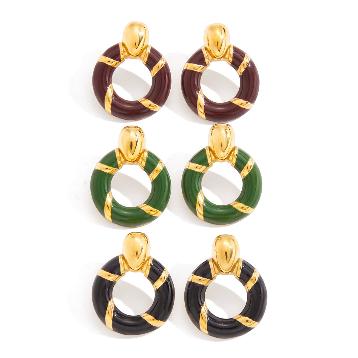 Orecchini Minimalisti Geometrici in Acciaio Inossidabile Smaltato da Donna, Orecchini a Perno Ipoallergenici di Moda
