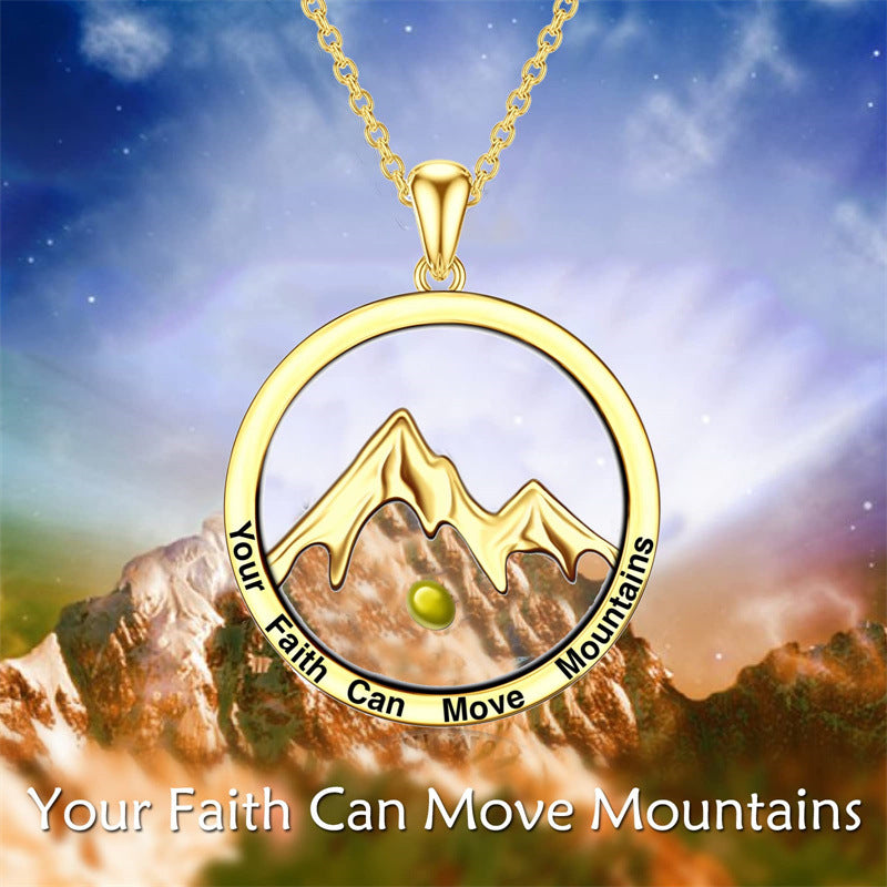 Minimalist Faith-Inspired Round Hill Mustard Seed Pendant Necklace in Gold or Silver Plated Stainless Steel with Letter Charm
