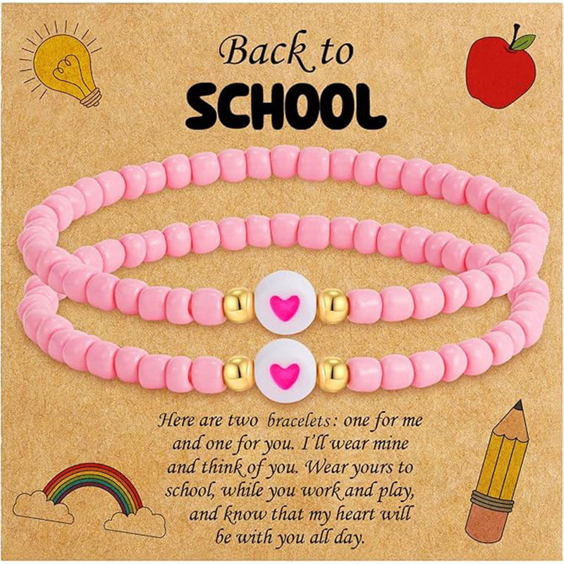 Bohemian Heart Glass Beaded Stretch Bracelet for Women