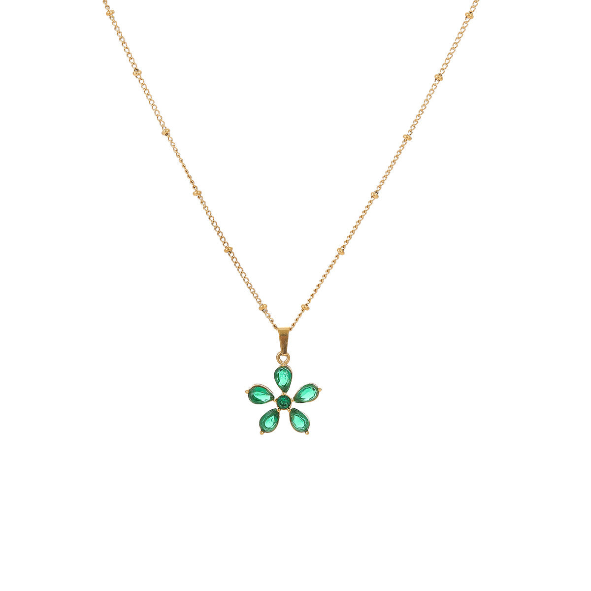 Elegante Collar Minimalista con Colgante en Forma de Pétalo de Acero Inoxidable con Baño de Oro de 18K para Mujer