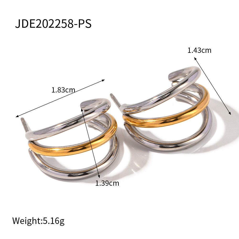 Color Block Geometric Plated Stainless Steel Earrings for Women