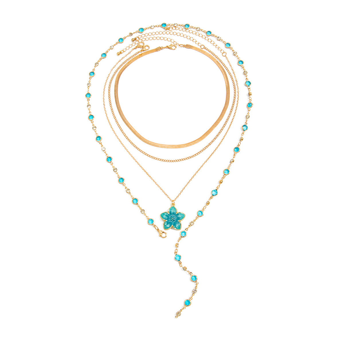 Sweet Floral Drip Oil Plated Brass Zinc Alloy Pendant Crystal Chain Necklace