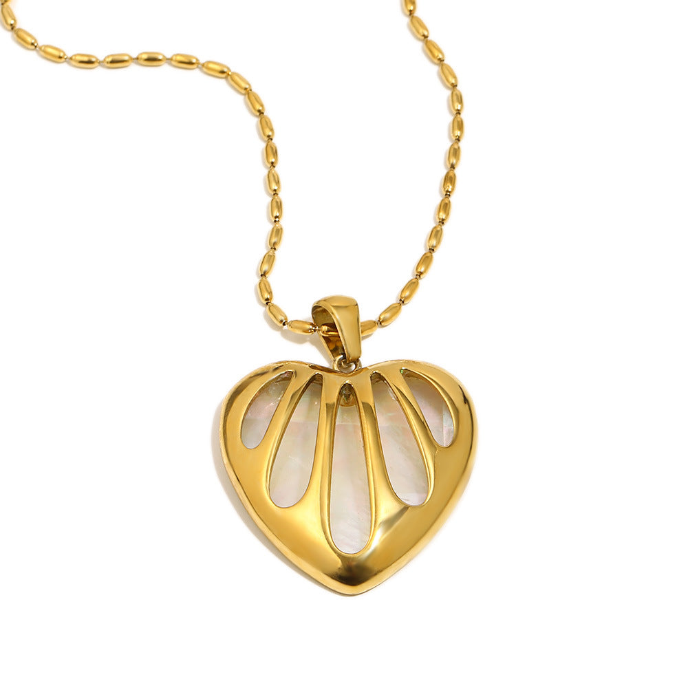 Elegant Luxury 18K Gold Plated Stainless Steel Heart Pendant Necklace for Women
