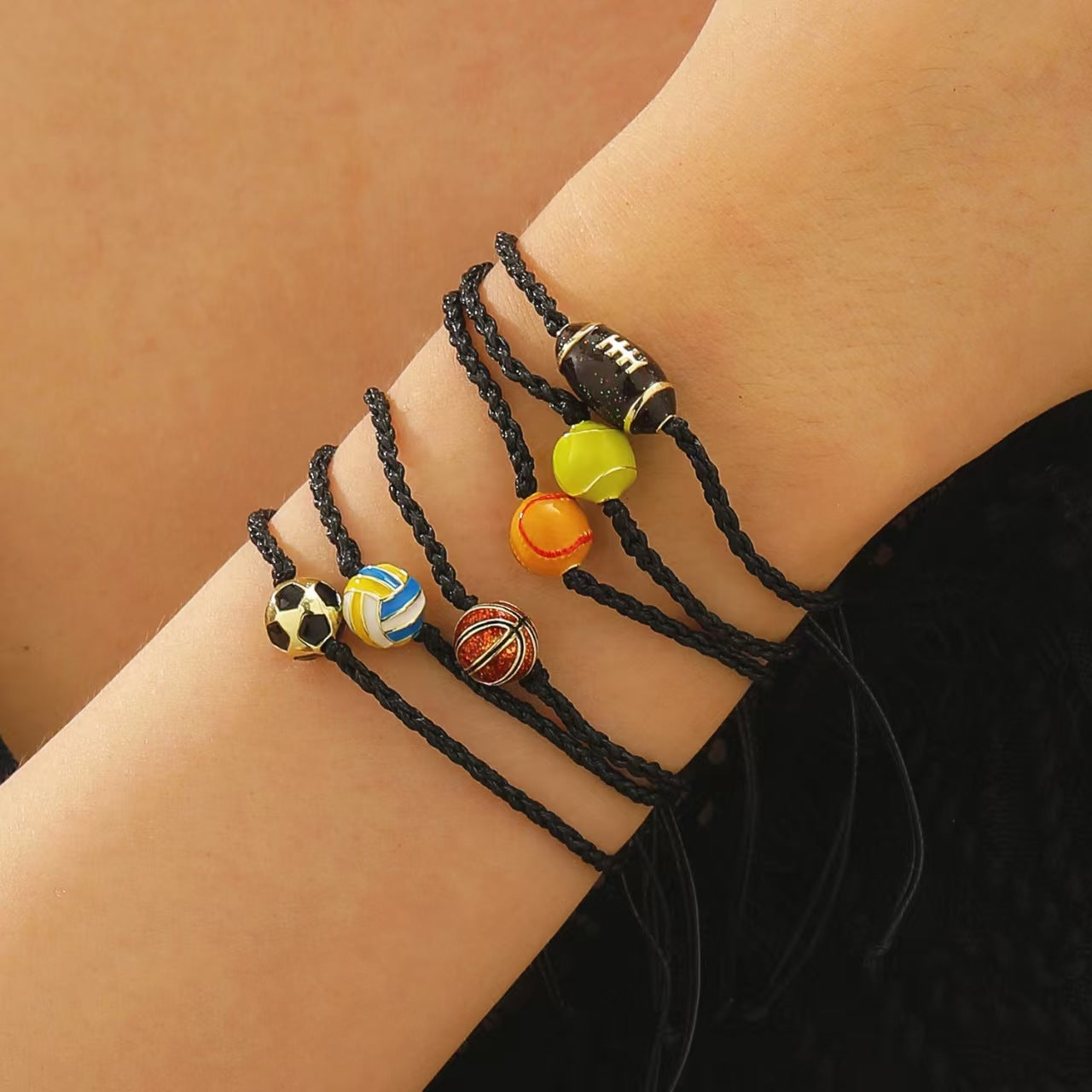 Sporty Plated Mixed Materials Adjustable Woven Bracelet Charm Bar