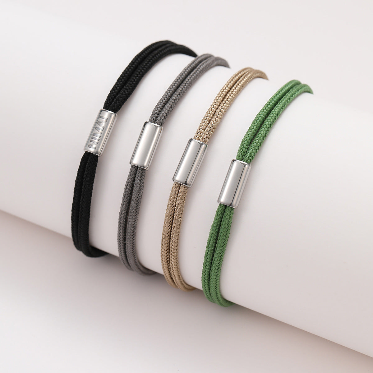 Elegant 18K Gold Plated Titanium Steel DIY Woven Adjustable Bracelet Charm Bar
