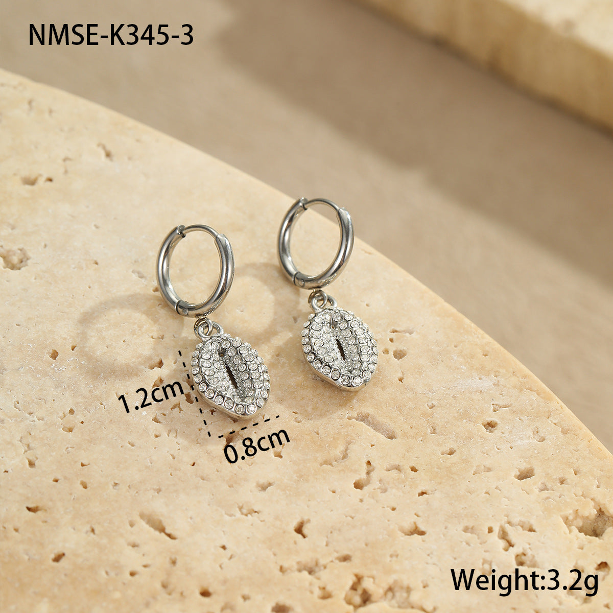 Pendientes de Acero Inoxidable con Forma de Estrella de Mar y Concha con Incrustaciones de Diamantes de Imitación para Mujer