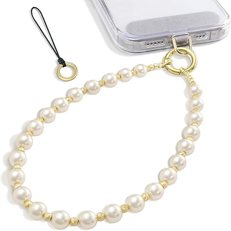 Luxury Business Round Geometric Pearl Crystal Keychain Pendant