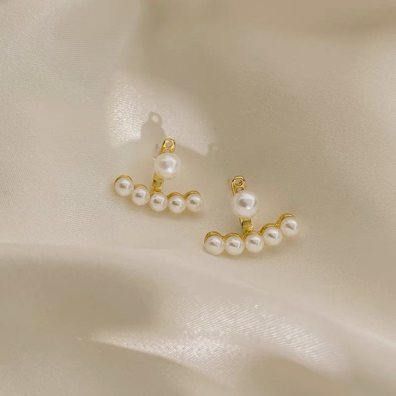 Minimalist Geometric 925 Sterling Silver Needle Brass Pearl Back Drop Earrings Irregular Design