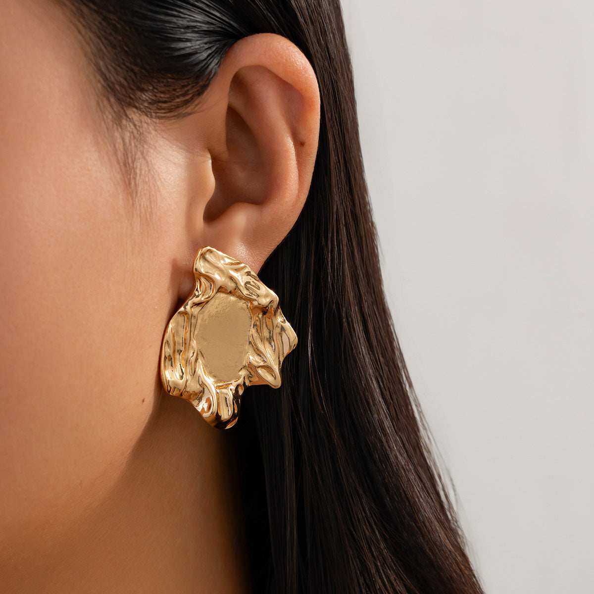 Minimalist Geometric Hollow Double Ring Zinc Alloy Plated Earrings for Women