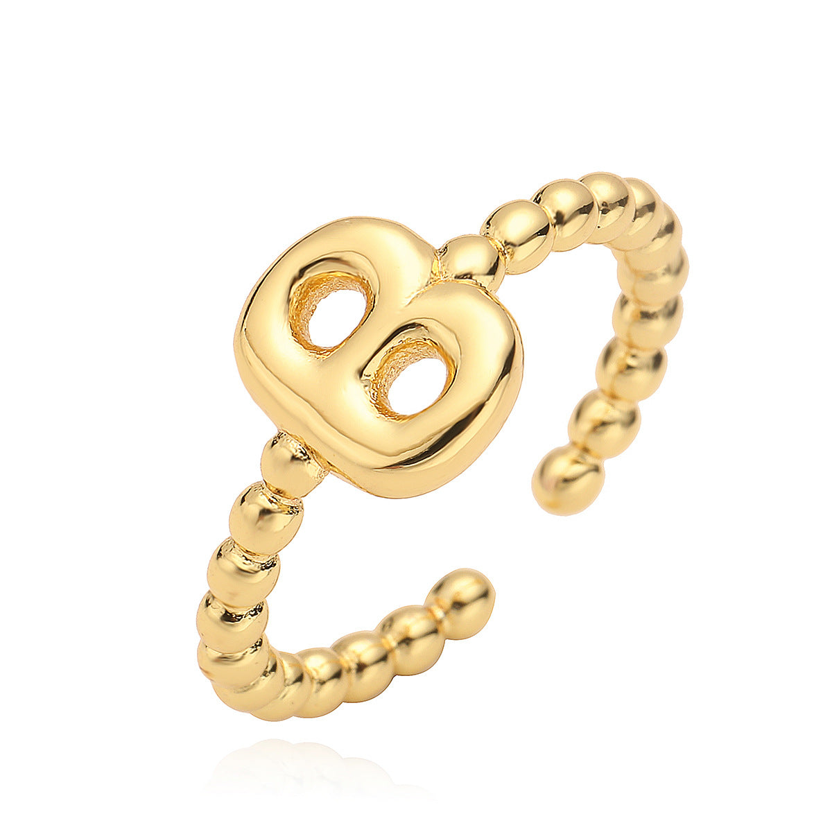 Minimalist 18K Gold Plated Brass Letter Ring for Women