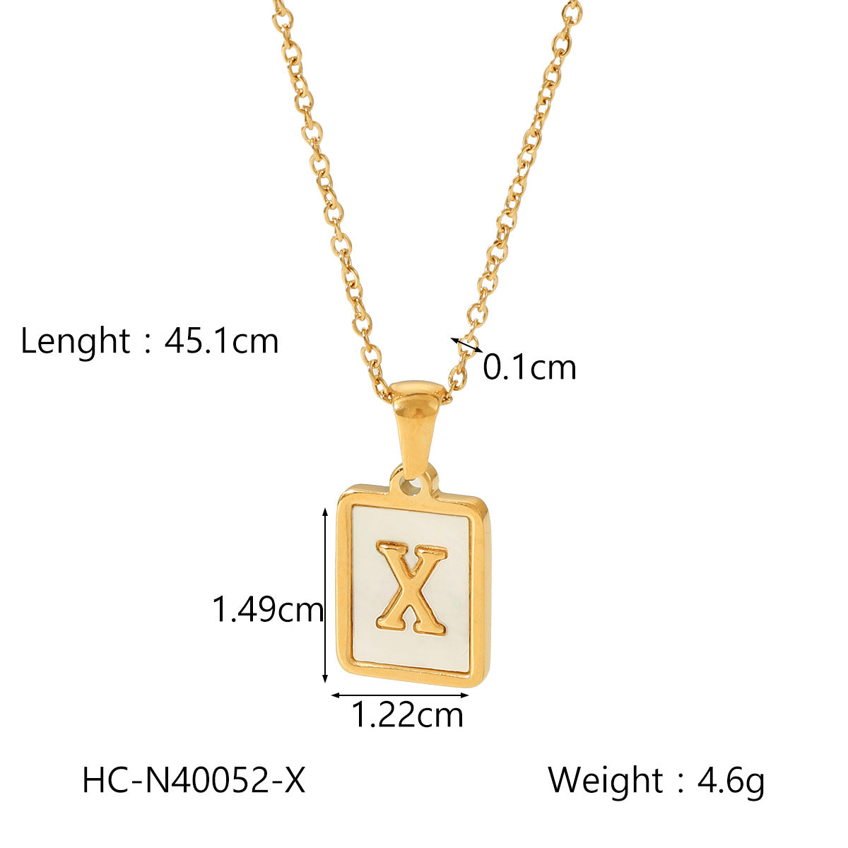 Minimalist Letter Pendant Necklace in Titanium Steel with 18K Gold Plating on Stainless Steel Chain for Women