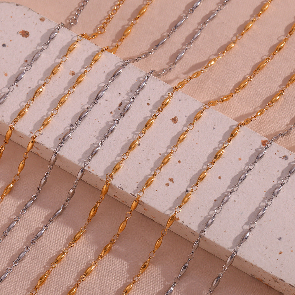 Conjunto de collar y pulsera hechos a mano para mujer de acero inoxidable chapado en oro de 18 quilates con diseño geométrico minimalista