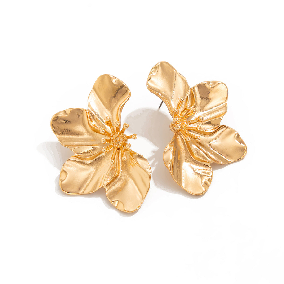 Sweet Punk Heart Floral Alloy Plated Earrings for Women