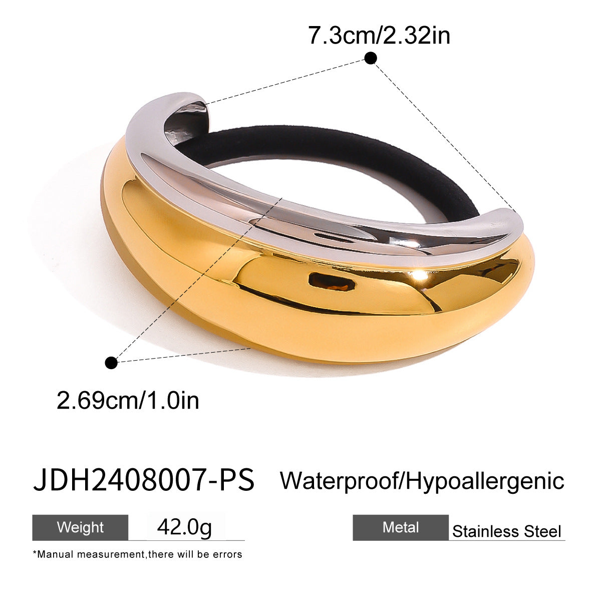 Coletero minimalista en forma de U de acero inoxidable con acabado chapado para mujer