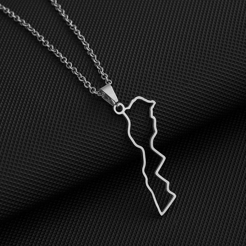 Collar con colgante de esmalte marroquí geométrico minimalista de acero inoxidable con cadena O para uso unisex