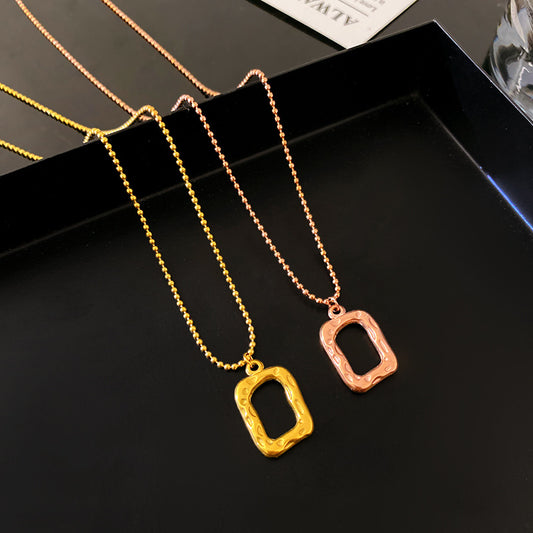 Abstract Geometric Square and Round Bead Titanium Steel Necklace Minimalist Plated Chain for Unisex