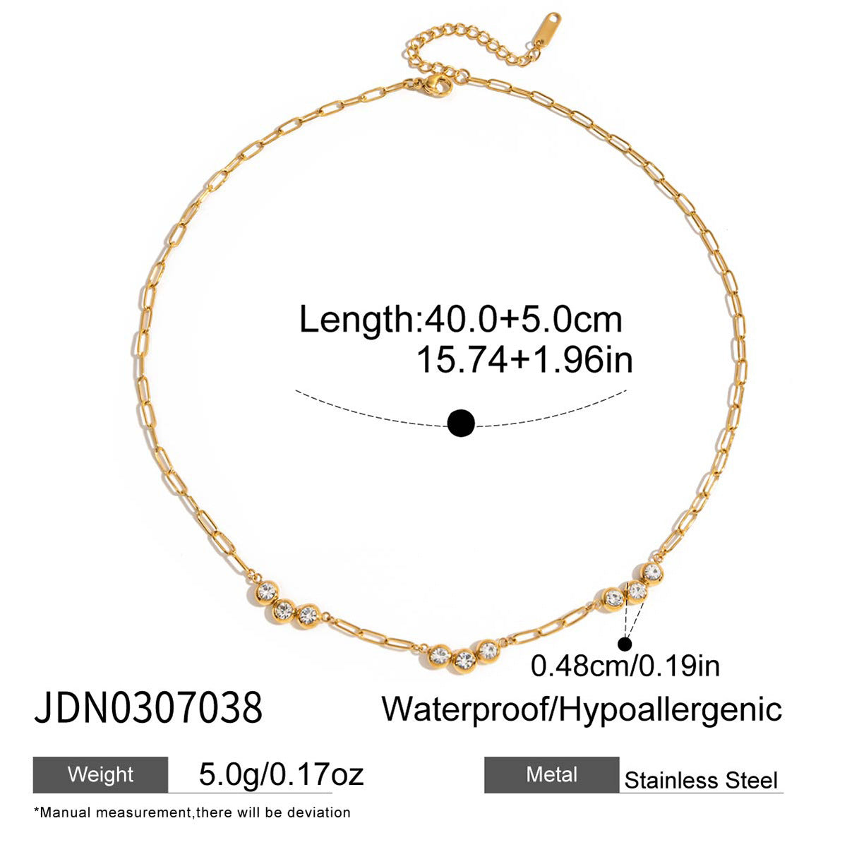 Minimalist Geometric Round Stainless Steel PVD Cubic Zirconia Necklace for Women