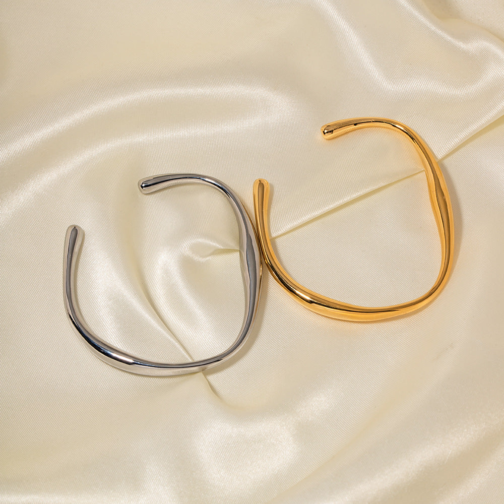 Minimalist Geometric Titanium Steel Bracelet with 18K Gold Plating for Women