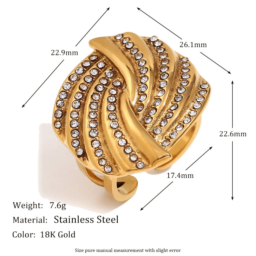 Elegantes pendientes de tuerca geométricos de cruz y pluma de acero inoxidable con baño de oro de 18K y detalles de diamantes de imitación