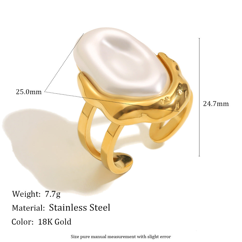 Elegantes pendientes de acero inoxidable estilo barroco con baño de oro de 18 quilates y perlas sintéticas para mujer