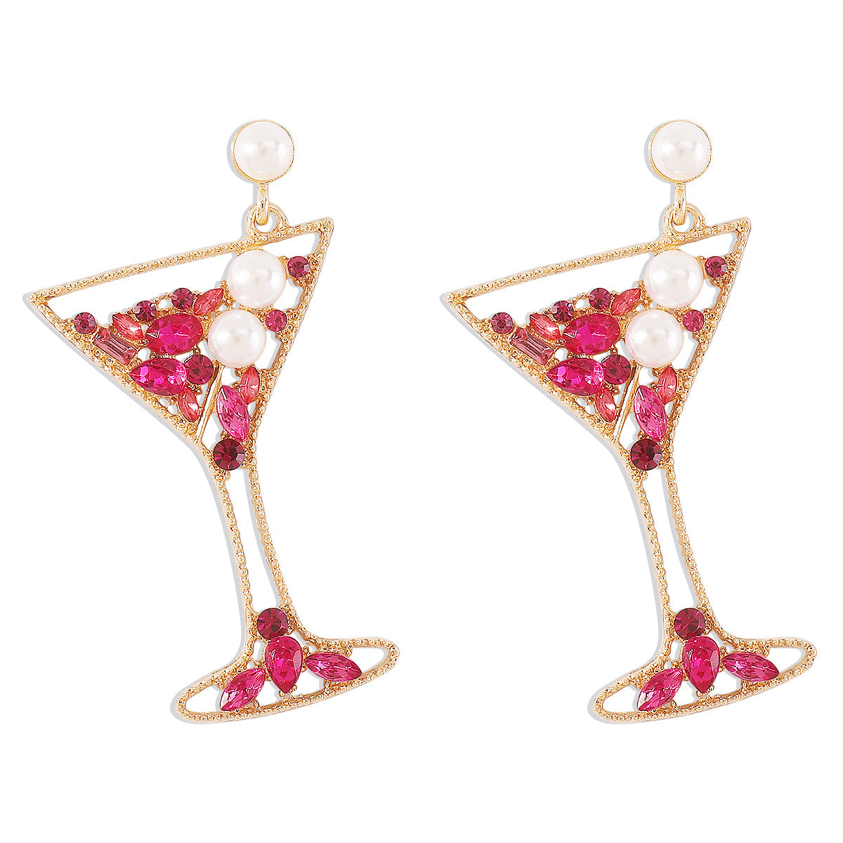 Pendientes de aleación con incrustaciones de diamantes de imitación y acabado galvanizado con diseño geométrico dulce y atrevido para mujer