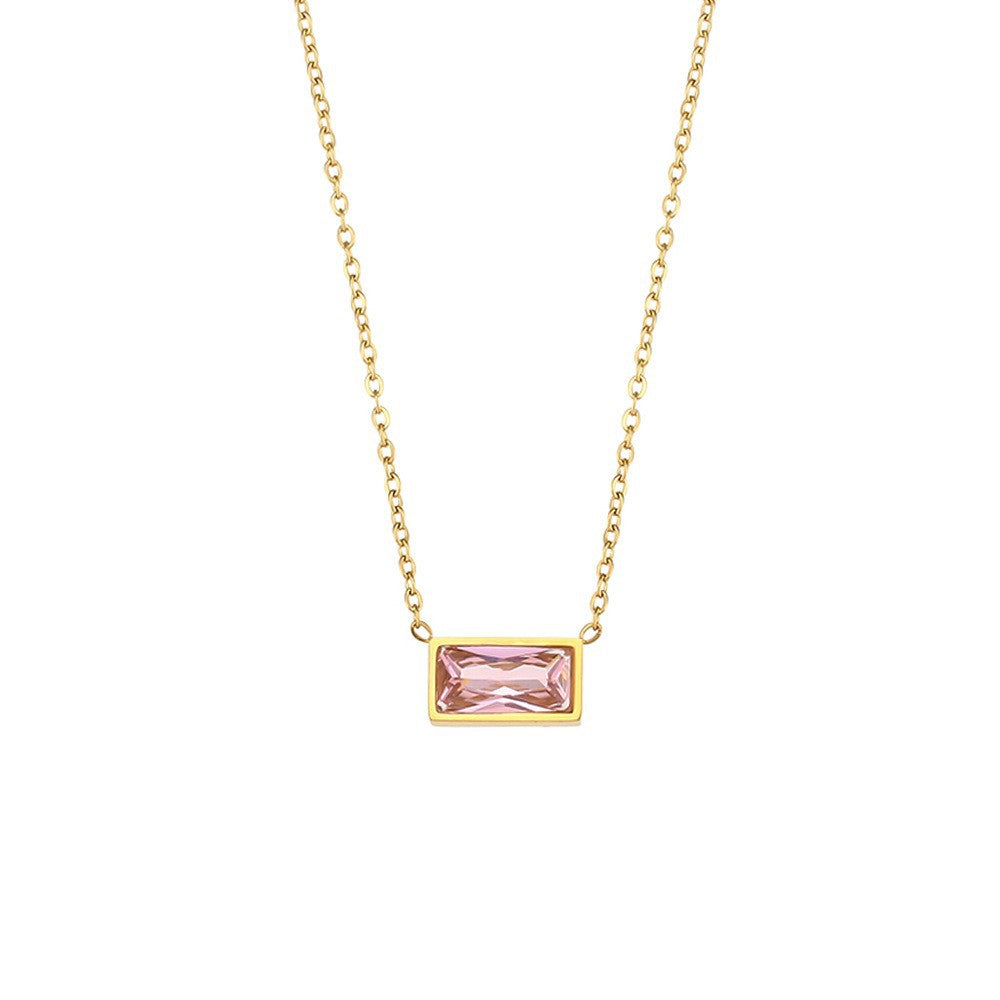 Vintage Style Geometric Round Enamel Pendant Necklace in Titanium Steel with 18K Gold Plating for Women