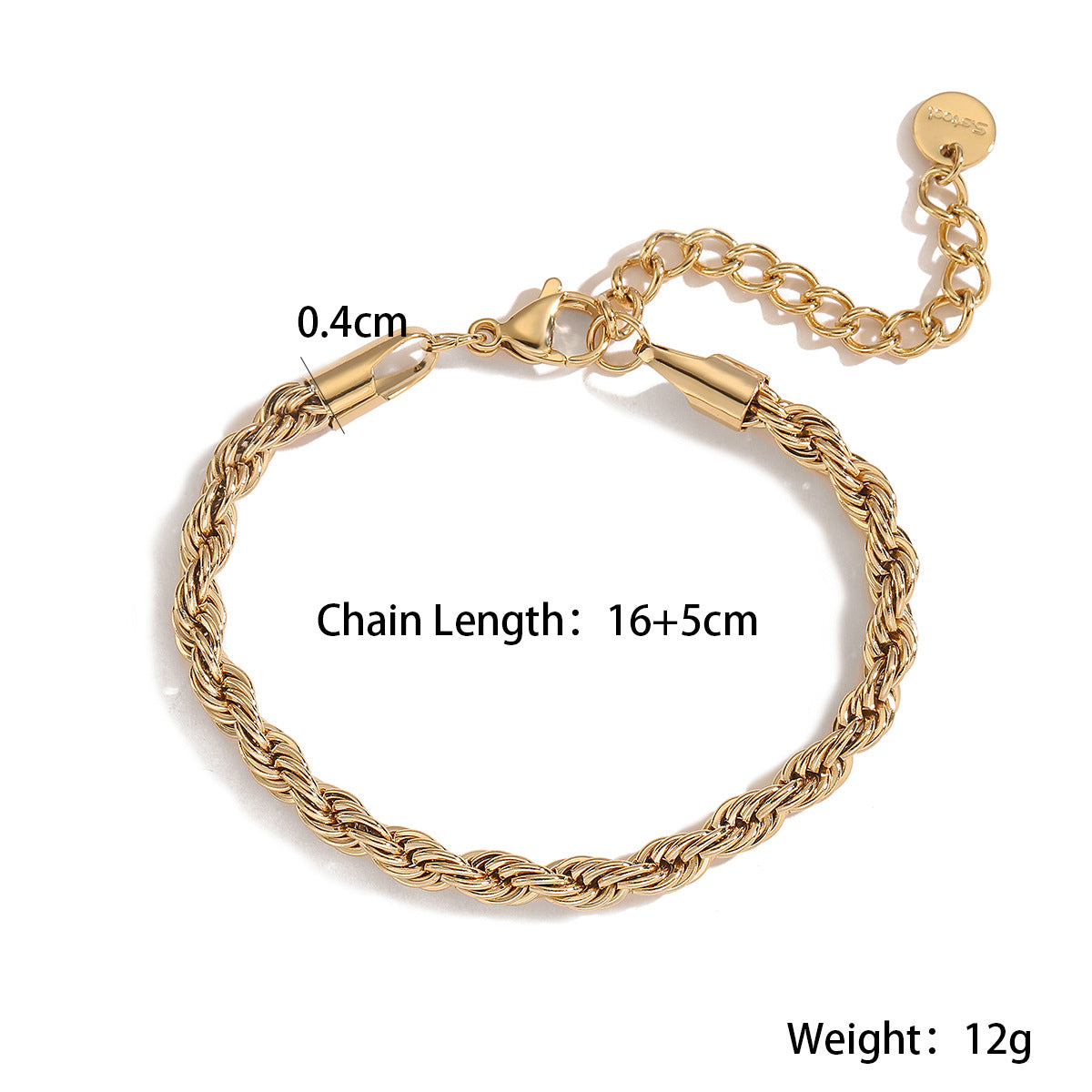 Pulsera de acero inoxidable geométrica minimalista para mujer con baño de oro de 18 quilates y detalles microincrustados