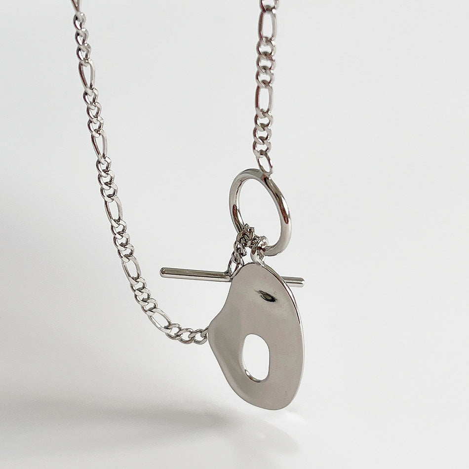 Minimalist 925 Sterling Silver Geometric Round Irregular Pendant Ball Chain Necklace for Women