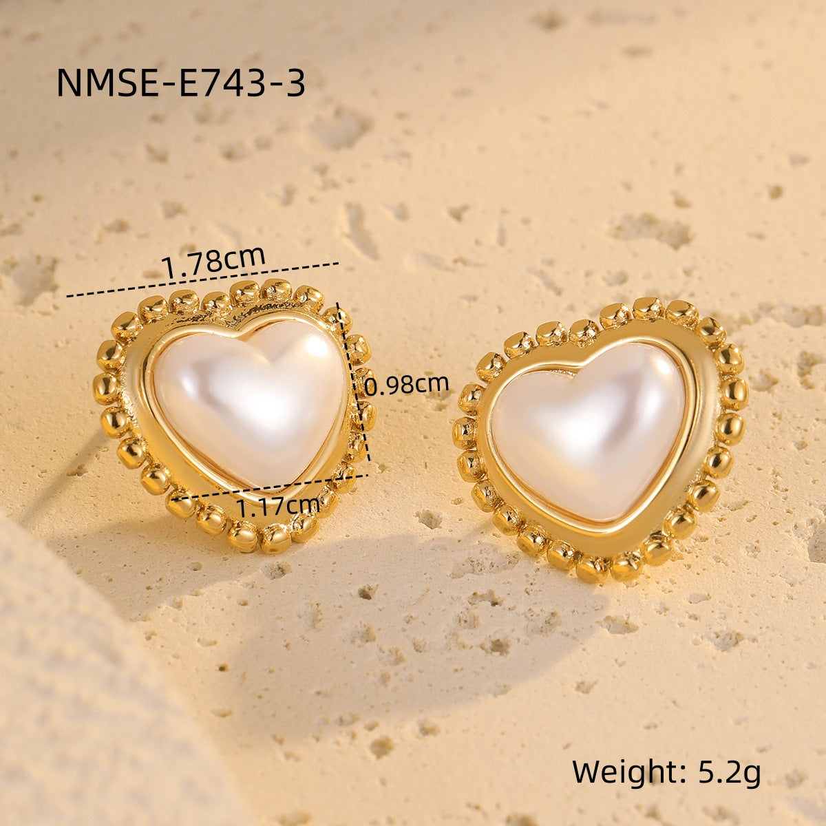 Aretes de Corazón Minimalistas Vintage de Acero Inoxidable con Incrustaciones de Perlas Barrocas para Mujer