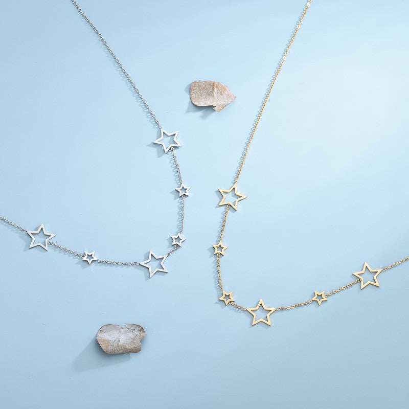 Minimalist Star Pendant Necklace for Women in Stainless Steel with Polished Finish Geometric Design